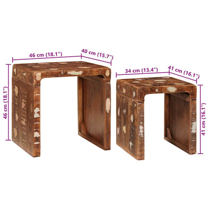 Sidobord Trä Flerfärgsdesign massivt återvunnet trä