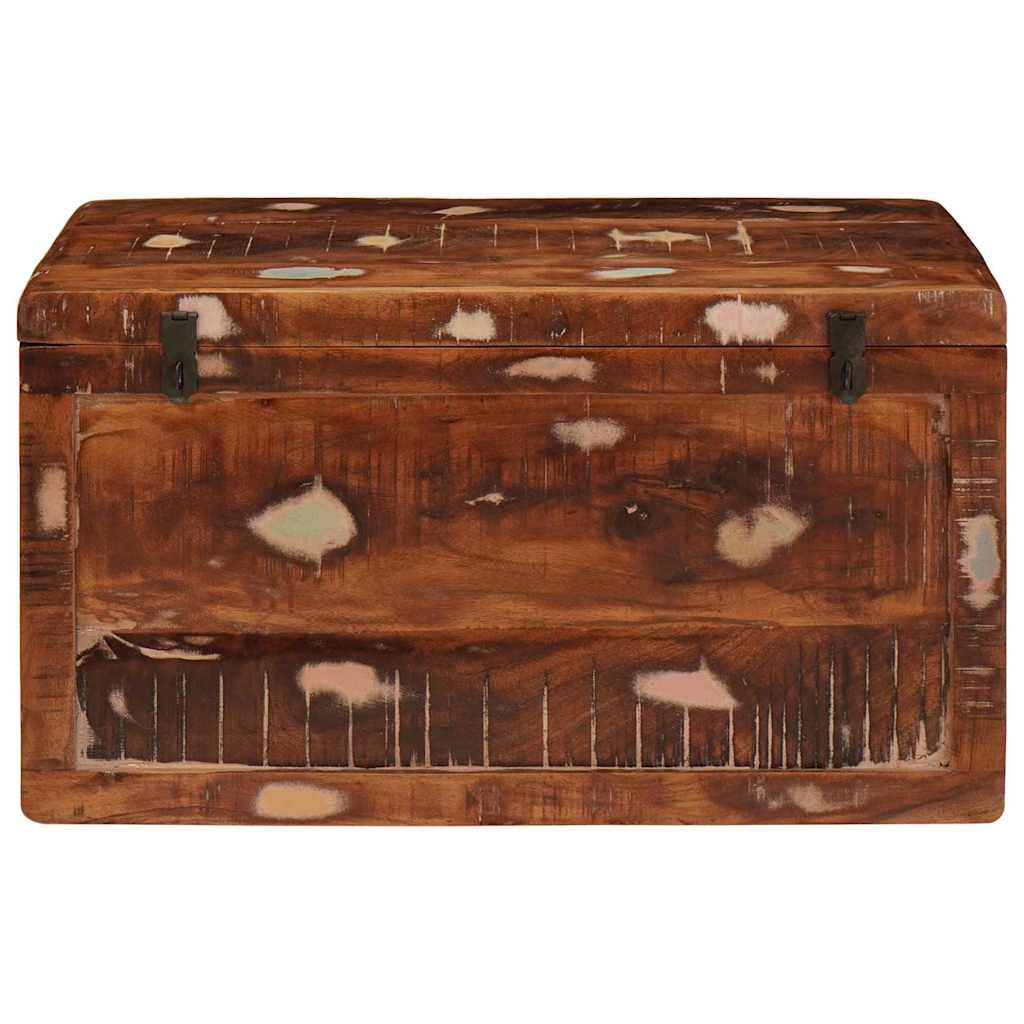 Förvaringskista med lås Flerfärgsdesign massivt återvunnet trä