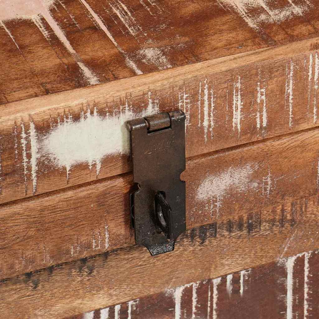 Förvaringskista med lås Flerfärgsdesign massivt återvunnet trä
