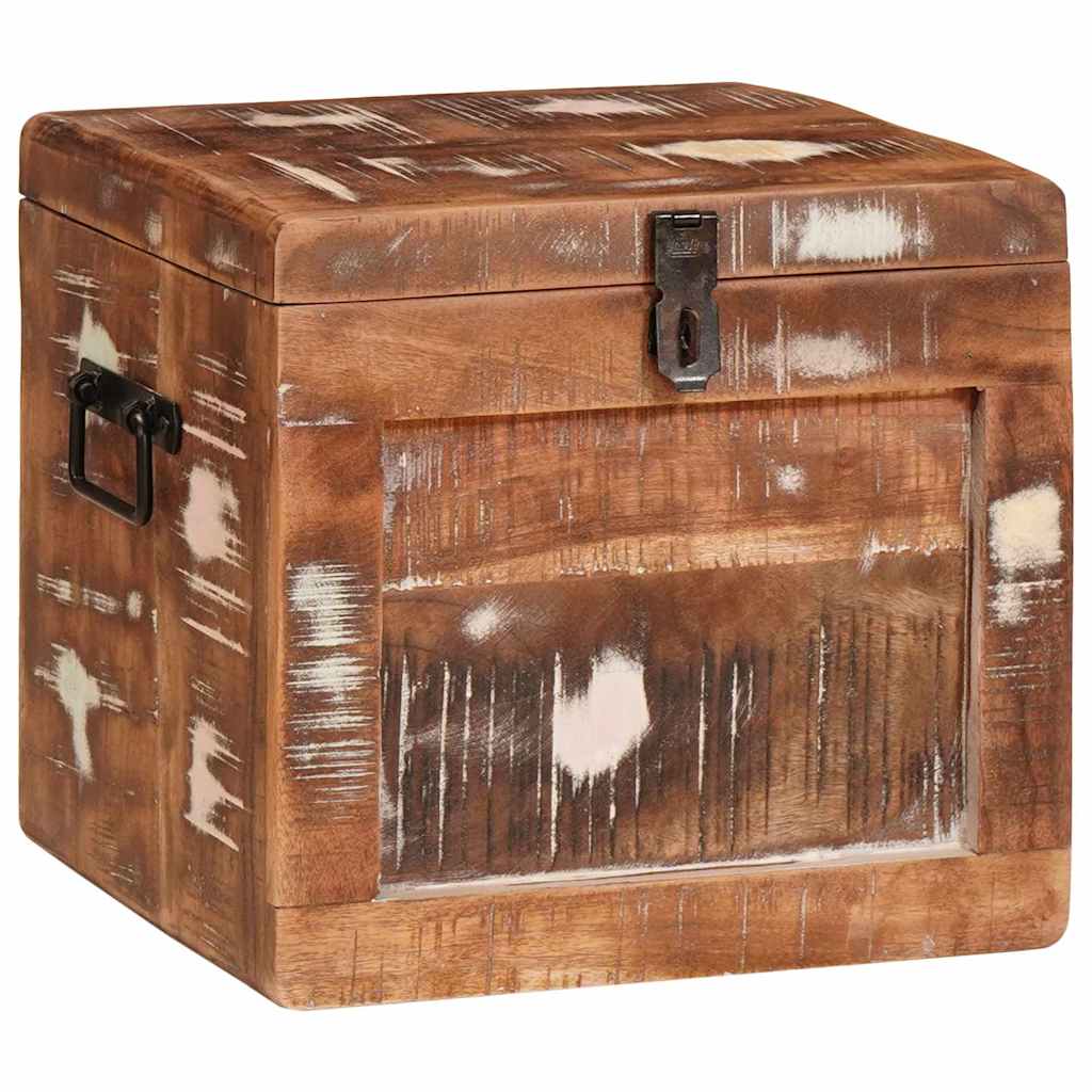Förvaringskista med lås Flerfärgsdesign massivt återvunnet trä