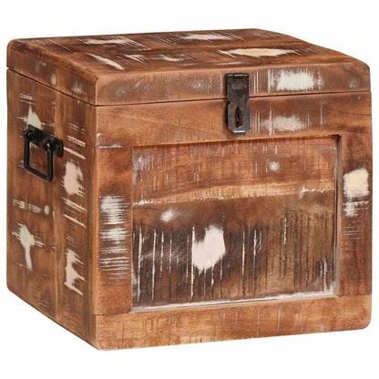 Förvaringskista med lås Flerfärgsdesign massivt återvunnet trä