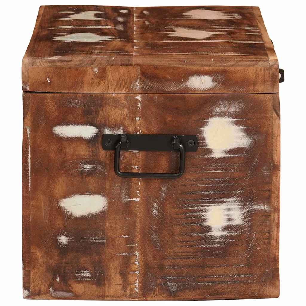 Förvaringskista med lås Flerfärgsdesign massivt återvunnet trä