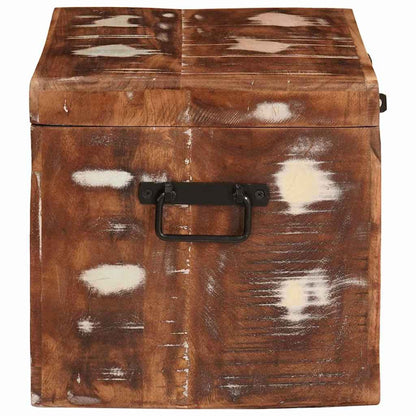 Förvaringskista med lås Flerfärgsdesign massivt återvunnet trä