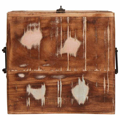 Förvaringskista med lås Flerfärgsdesign massivt återvunnet trä