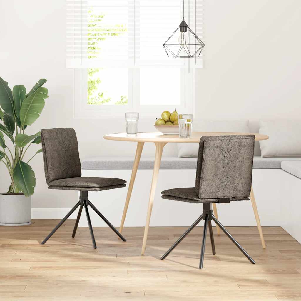 Matstol Mörkgrå läderimitation i mocka