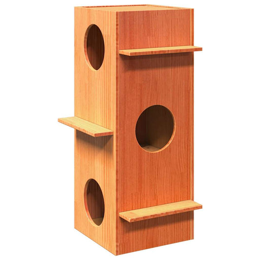Kattmöbel Katthus vaxbrun 43x43x90 cm massiv furu