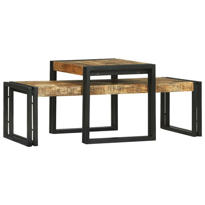 Soffbord Brun 2 pcs 48 x 40 x 40 cm massivt mangoträ
