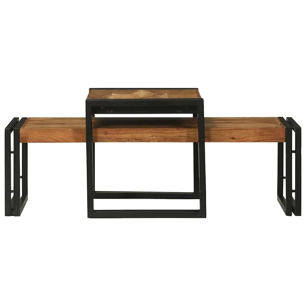 Soffbord Brun 2 pcs 48 x 40 x 40 cm massivt akacia