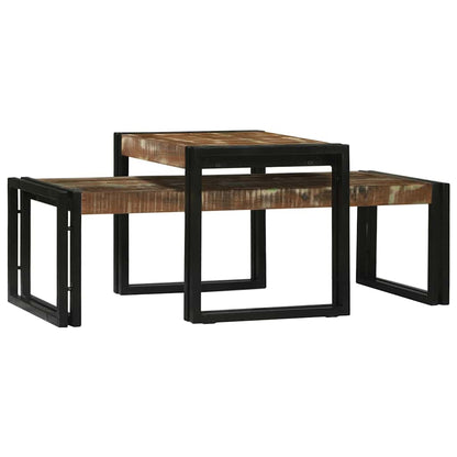 Soffbord Trä 2 pcs Flerfärgsdesign massivt återvunnet trä