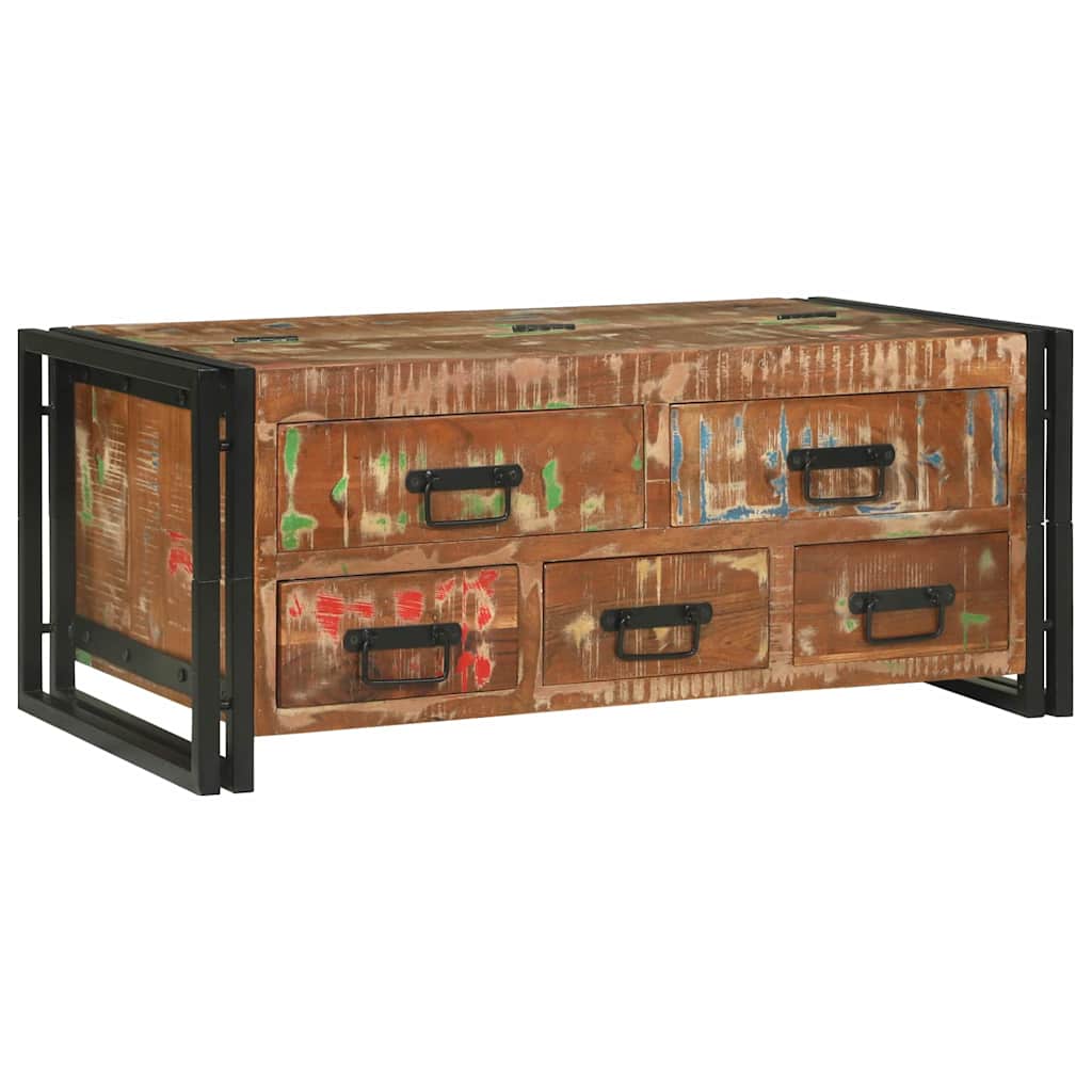 Soffbord Brun med låda 90 x 50 x 38 cm massivt återvunnet trä