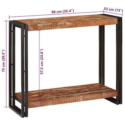Avlastningsbord Konsollbord Trä med hylla 90 x 33 x 75 cm massivt återvunnet trä