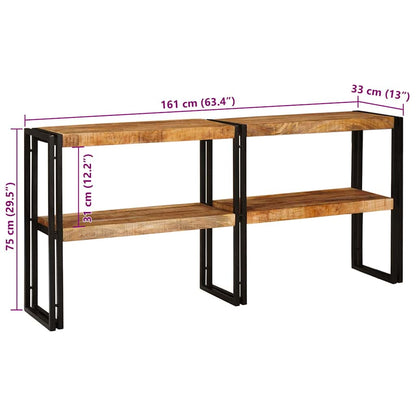 Avlastningsbord Konsollbord Trä med hylla Brun 160 x 33 x 75 cm massivt mangoträ