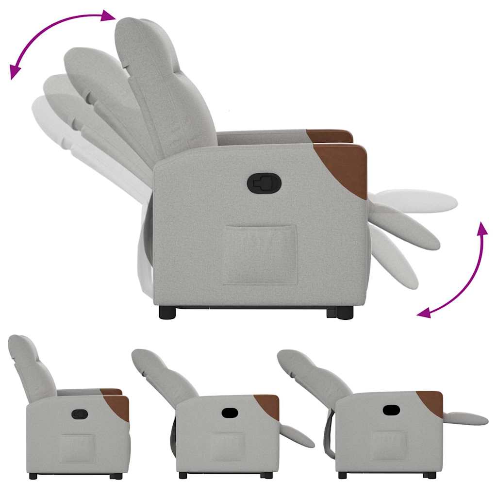 Fåtölj Grå Reclinerfåtölj med uppresningshjälp molngrå tyg