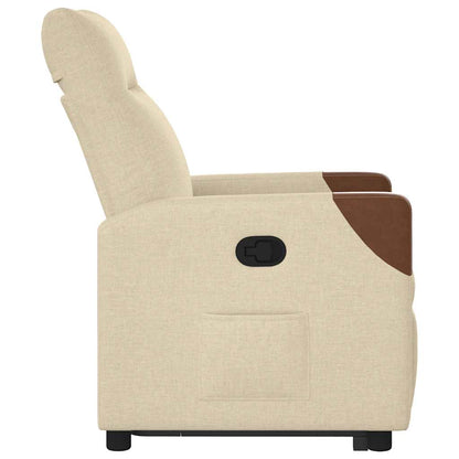 Fåtölj Gräddvit Reclinerfåtölj med uppresningshjälp tyg