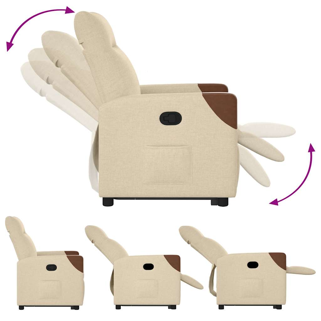 Fåtölj Gräddvit Reclinerfåtölj med uppresningshjälp tyg