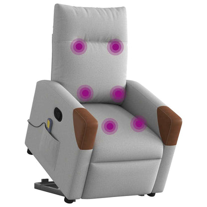 Elektrisk Massagefåtölj Ljusgrå med uppresningshjälp tyg