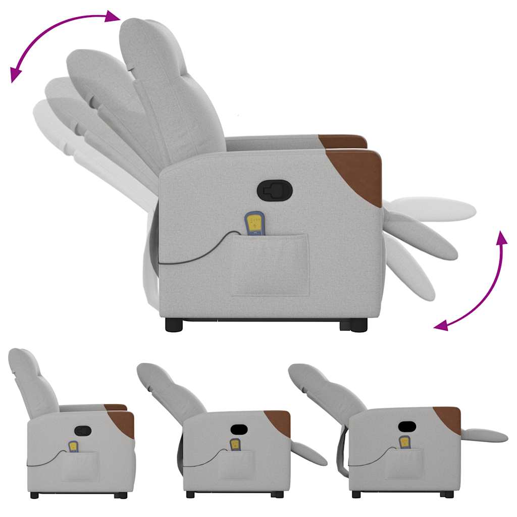 Elektrisk Massagefåtölj Ljusgrå med uppresningshjälp tyg