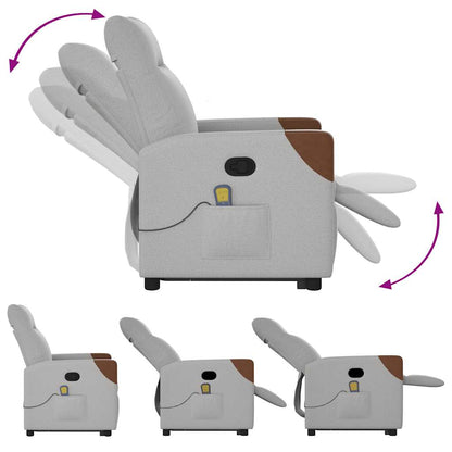 Elektrisk Massagefåtölj Ljusgrå med uppresningshjälp tyg