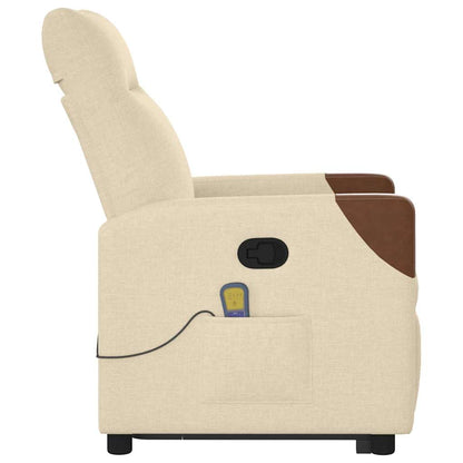 Elektrisk Massagefåtölj Gräddvit med uppresningshjälp tyg