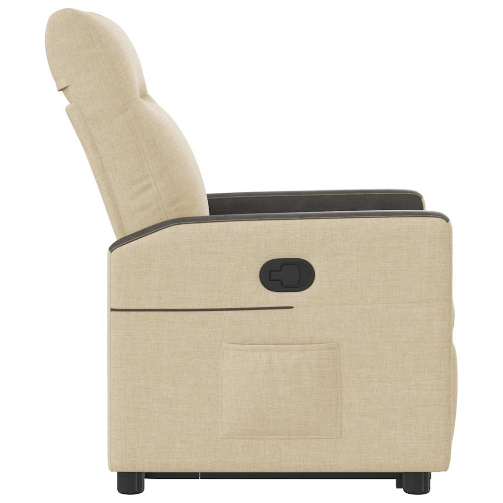 Fåtölj Gräddvit Reclinerfåtölj med uppresningshjälp tyg