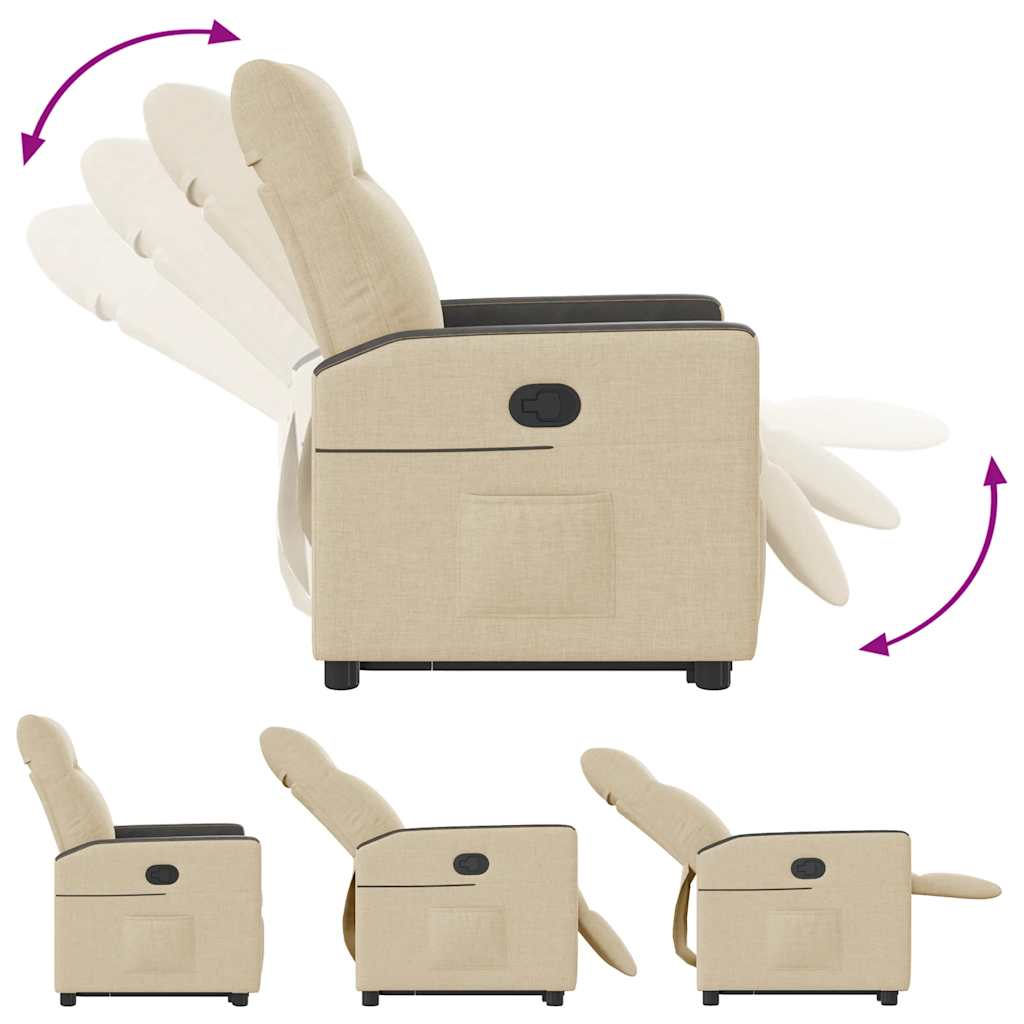 Fåtölj Gräddvit Reclinerfåtölj med uppresningshjälp tyg