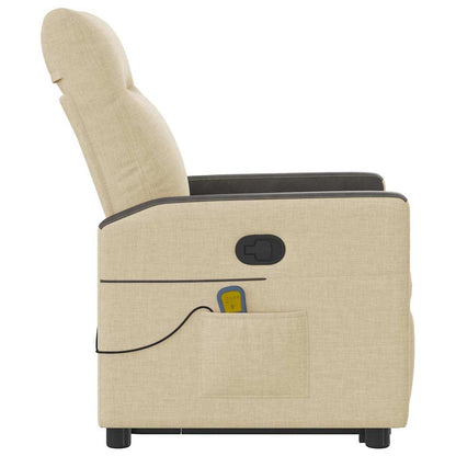 Elektrisk Massagefåtölj Gräddvit med uppresningshjälp tyg