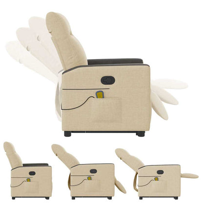 Elektrisk Massagefåtölj Gräddvit med uppresningshjälp tyg