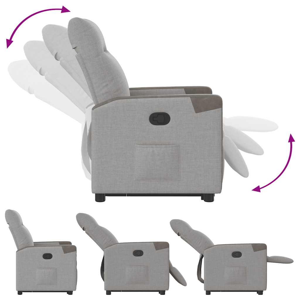 Fåtölj Grå Reclinerfåtölj med uppresningshjälp molngrå tyg