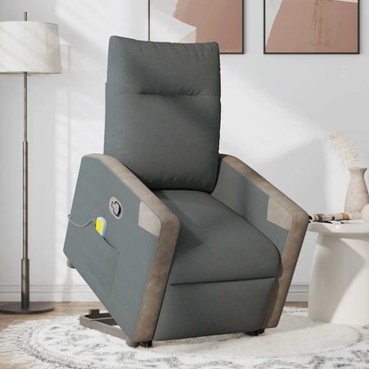 Elektrisk Massagefåtölj Mörkgrå med uppresningshjälp tyg