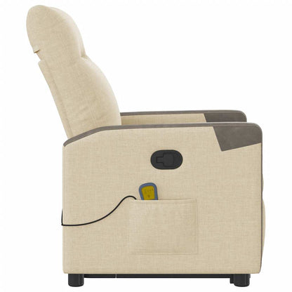 Elektrisk Massagefåtölj Gräddvit med uppresningshjälp tyg