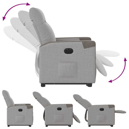 Elektrisk Fåtölj Ljusgrå Reclinerfåtölj med uppresningshjälp tyg