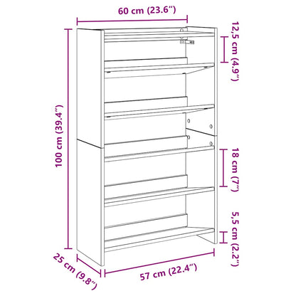 Skoställ Brun Ek Skohylla 60x25x100 cm