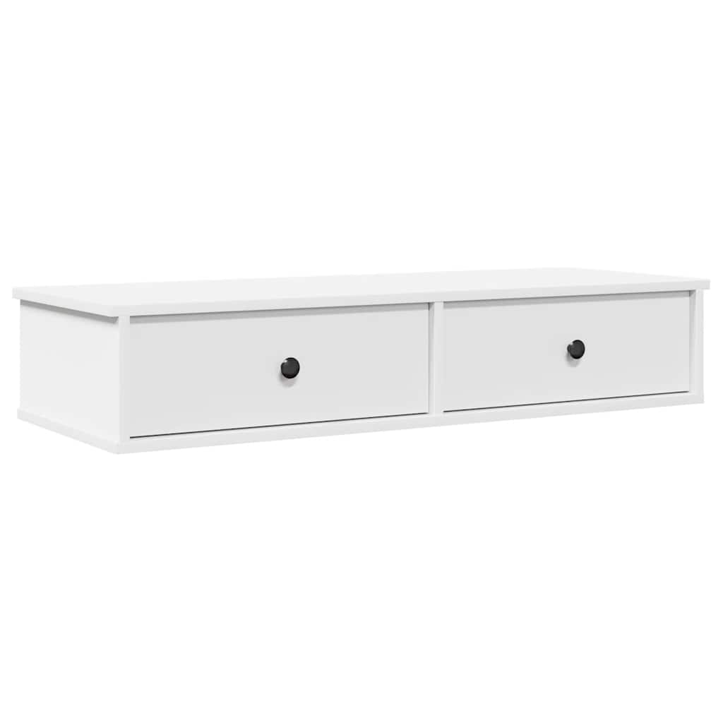 Vägghylla Vit med lådor 100x37,5x19 cm