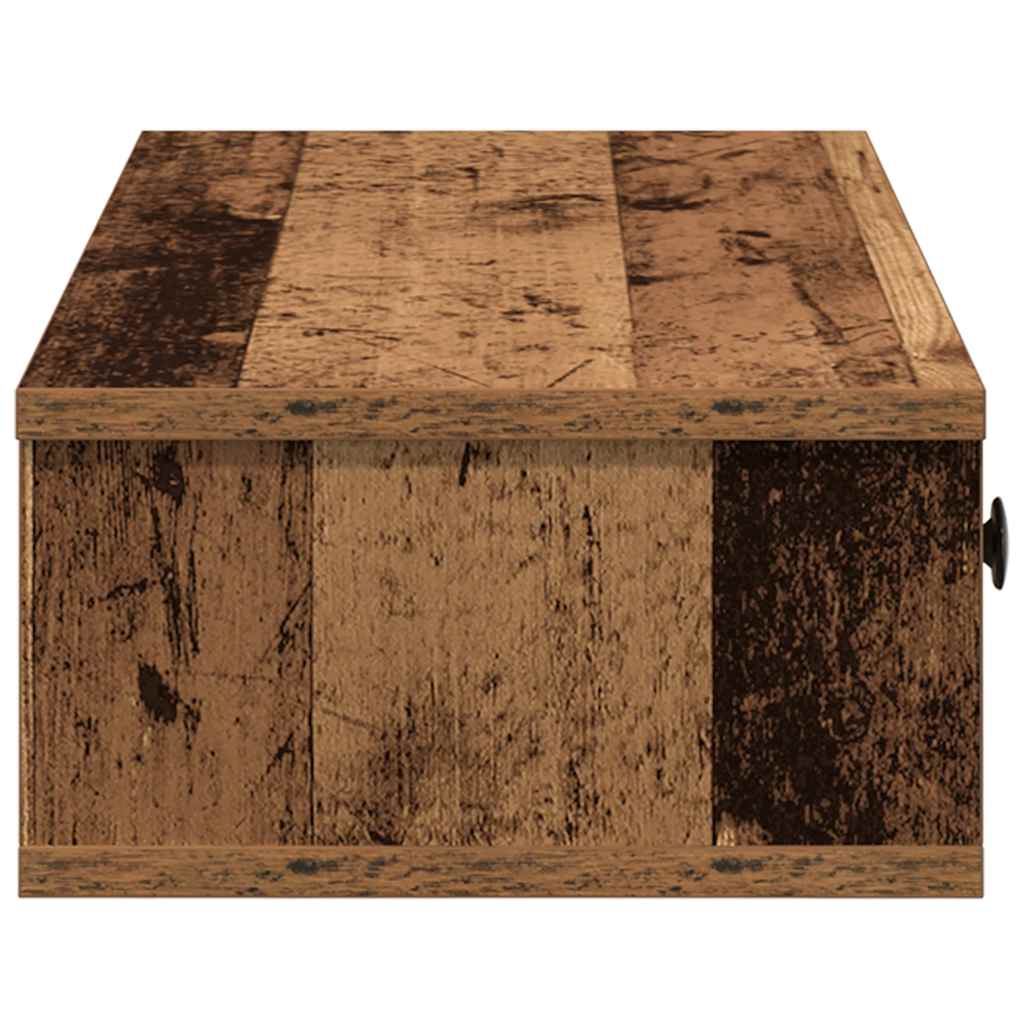 Vägghylla Åldrat Trä med lådor 100x37,5x19 cm