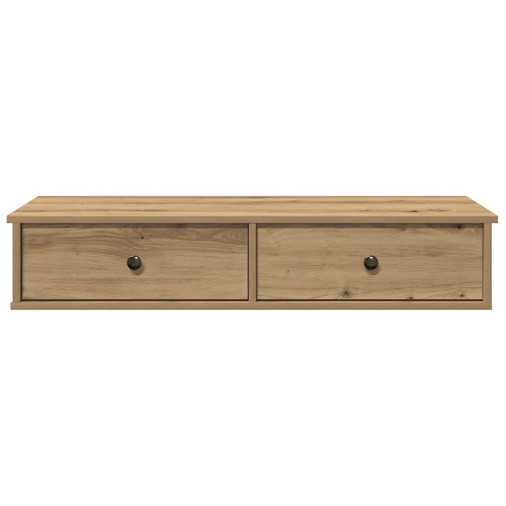 Vägghylla Artisan Ek med lådor 100x37,5x19 cm