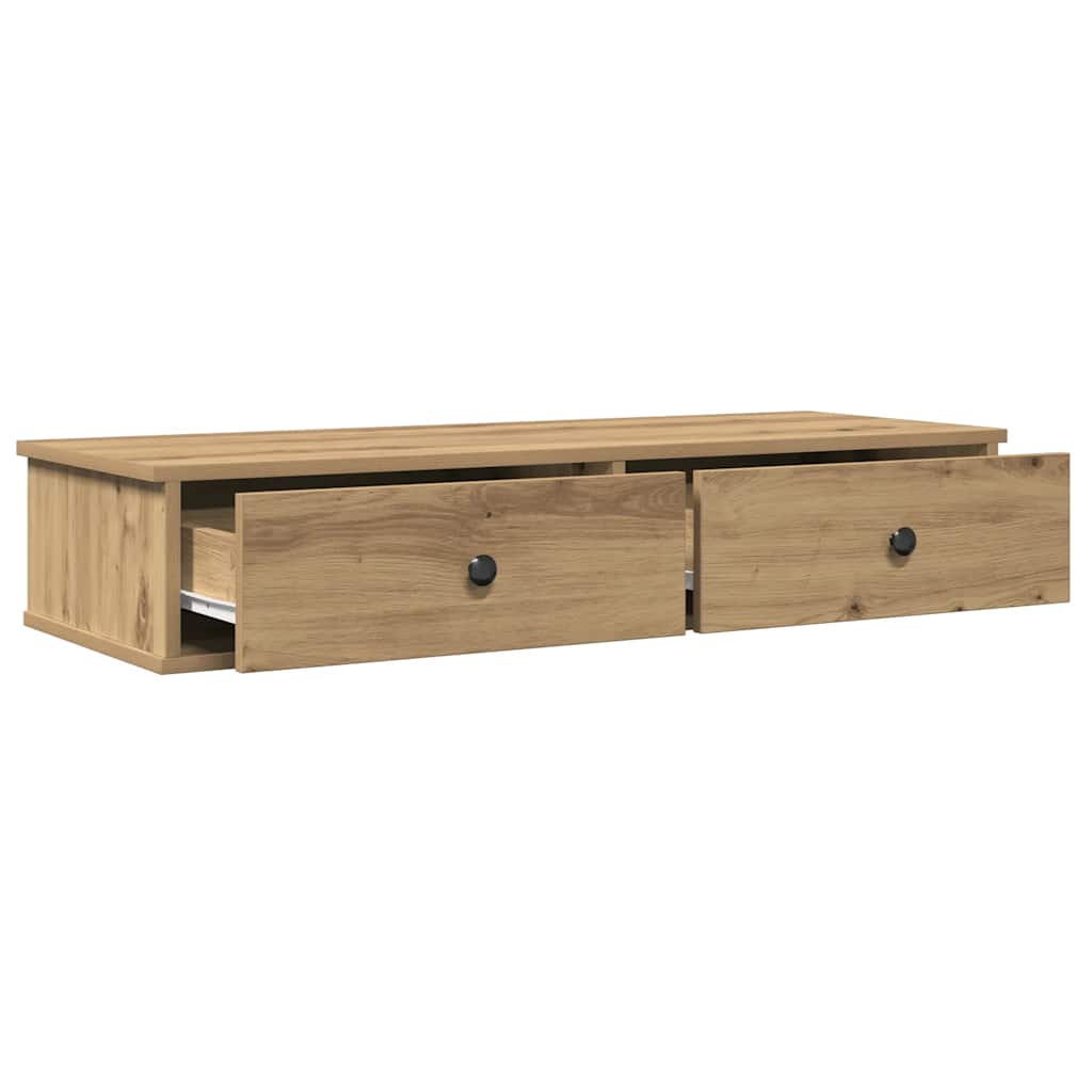 Vägghylla Artisan Ek med lådor 100x37,5x19 cm