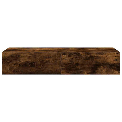 Vägghylla Rökfärgad Ek med lådor 100x36x19 cm