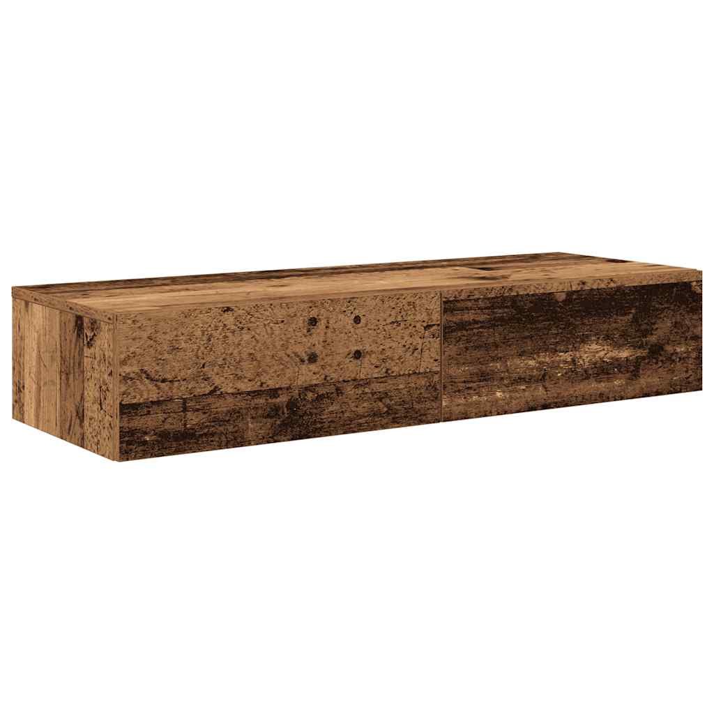 Vägghylla Åldrat Trä med lådor Åldrat Trä 100x36x19 cm