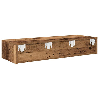 Vägghylla Åldrat Trä med lådor Åldrat Trä 100x36x19 cm