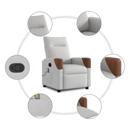 Elektrisk Massagefåtölj Ljusgrå tyg