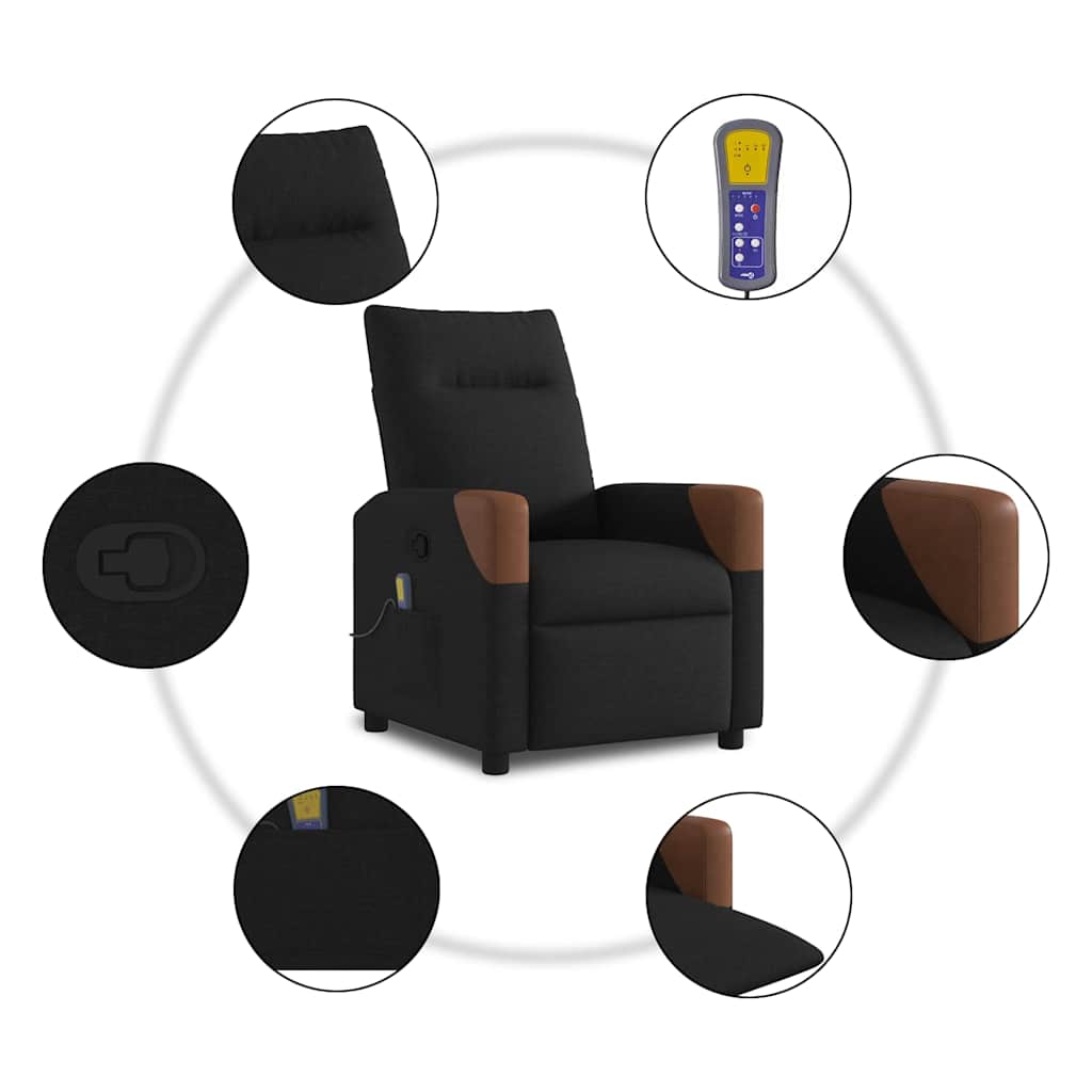 Elektrisk Massagefåtölj Svart tyg