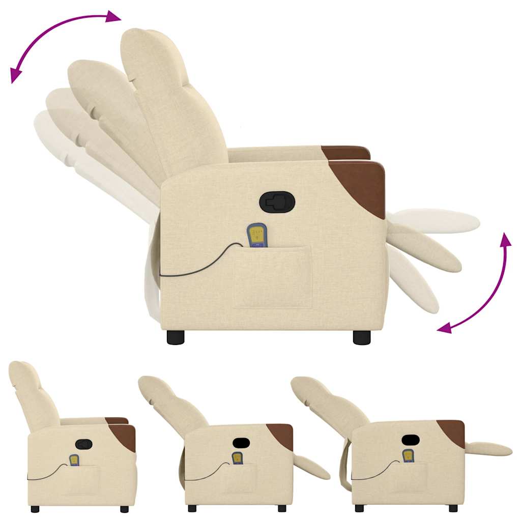 Elektrisk Massagefåtölj Gräddvit tyg