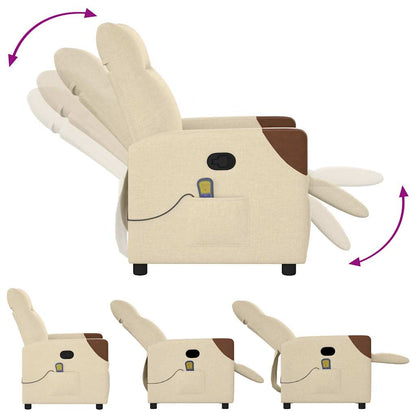 Elektrisk Massagefåtölj Gräddvit tyg