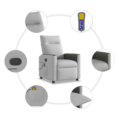 Elektrisk Massagefåtölj Ljusgrå tyg