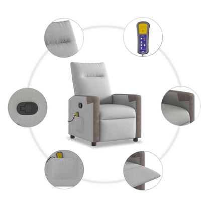 Elektrisk Massagefåtölj Ljusgrå tyg