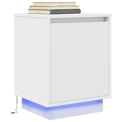 Sängbord med LED-lampor 2 st vit 38x34x50 cm