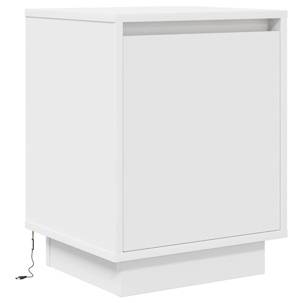 Sängbord med LED-lampor 2 st vit 38x34x50 cm