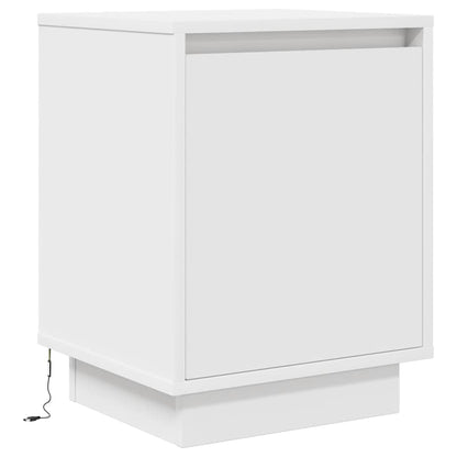 Sängbord med LED-lampor 2 st vit 38x34x50 cm