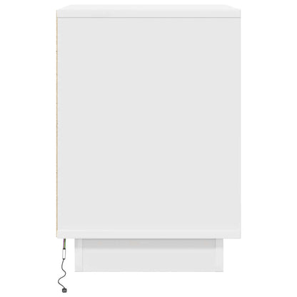 Sängbord med LED-lampor 2 st vit 38x34x50 cm