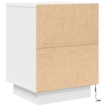 Sängbord med LED-lampor 2 st vit 38x34x50 cm